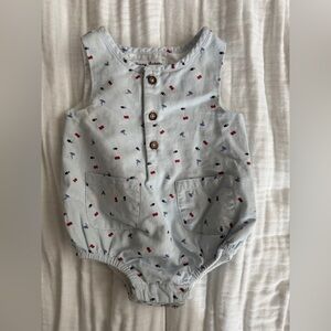 Tommy Bahama Gray and Red Patterned Baby Romper